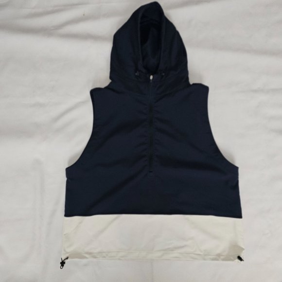 Tory Sport Women's Midnight Blue/White Hooded Running Performance Vest Size XL - Picture 5 of 16